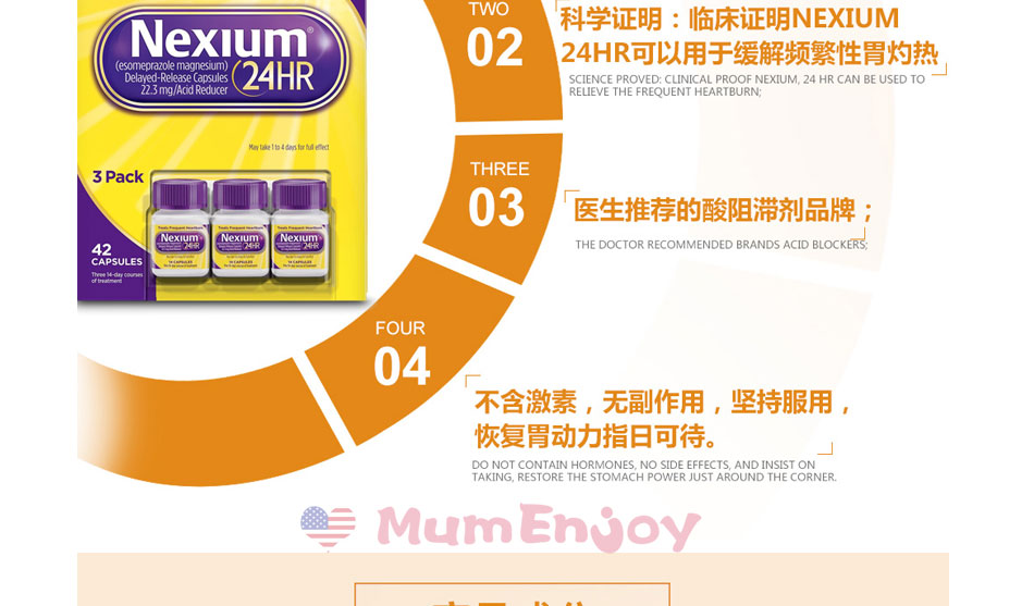 nexium耐信 抗胃灼热缓释胶囊42粒